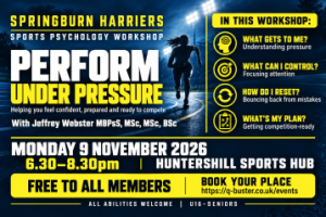 Springburn Harriers Presents - PERFORM UNDER PRESSURE - With Jeffrey Webster (MBPsS, MSc, MSc, BSc.) Sports Psychologist